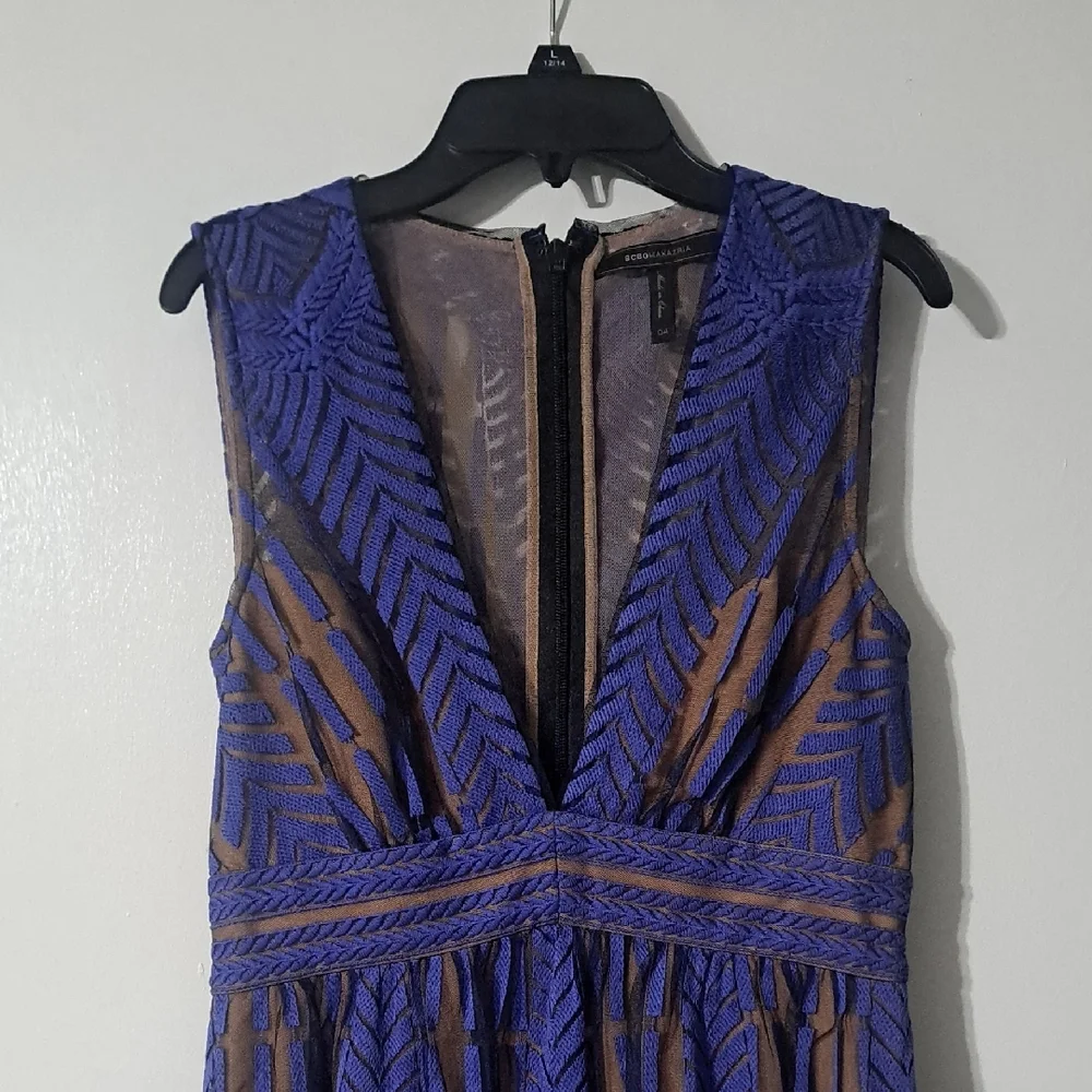BCBGMaxAzria Navy Patterned Midi Dress - Picture 4 of 16